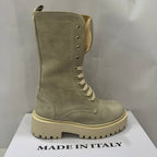 Anfibio Made In Italy in Camoscio  con zip Laterale e lacci regolabili